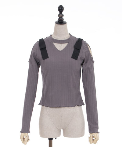 Cut-out Pullover with Ribbons