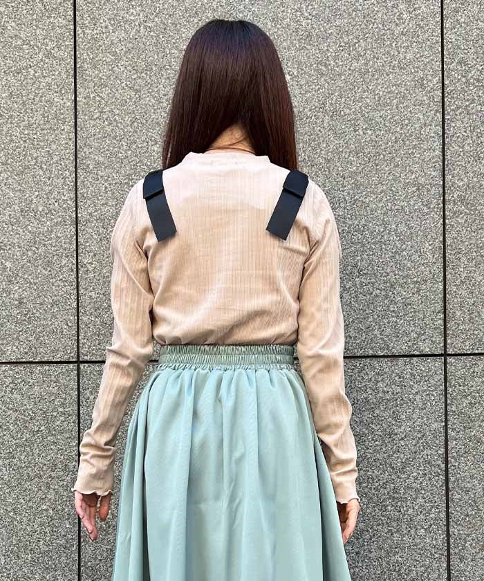 リボン付カットアウトプルオーバー
