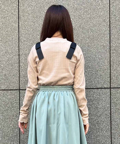 リボン付カットアウトプルオーバー