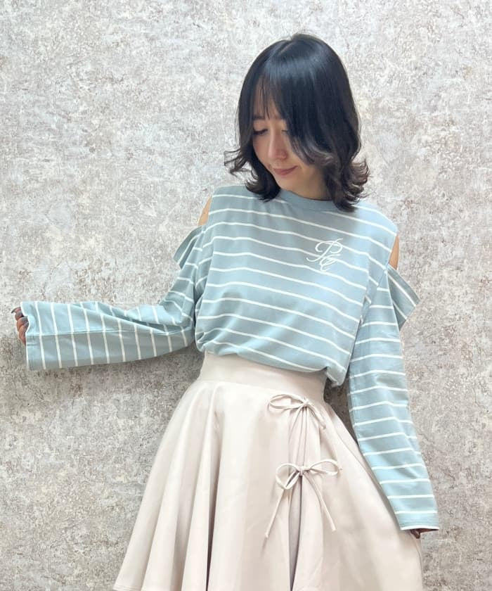 Embroidery Off-Shoulder Long T-Shirt