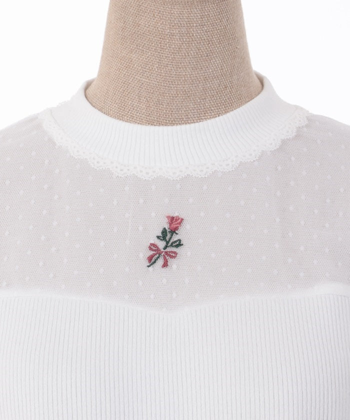 Rose Embroidery Bustier Design Pullover