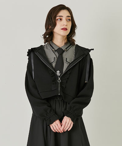 Cropped Frill Hoodie