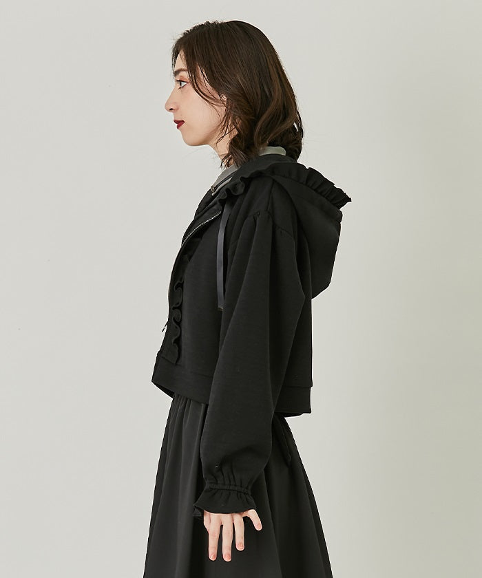 Cropped Frill Hoodie